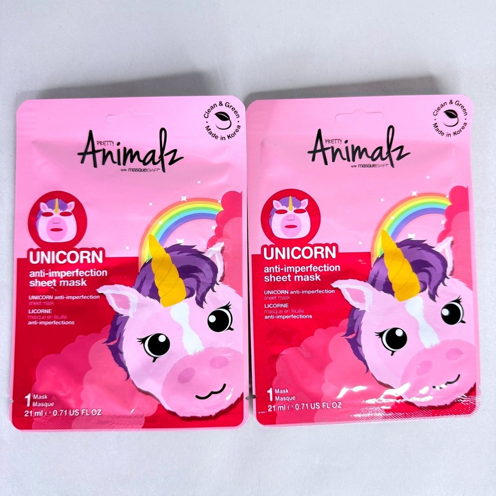 Masque Bar Pretty Animalz Unicorn Anti-Imperfection Sheet Mask 2-Pack 0.71 fl oz